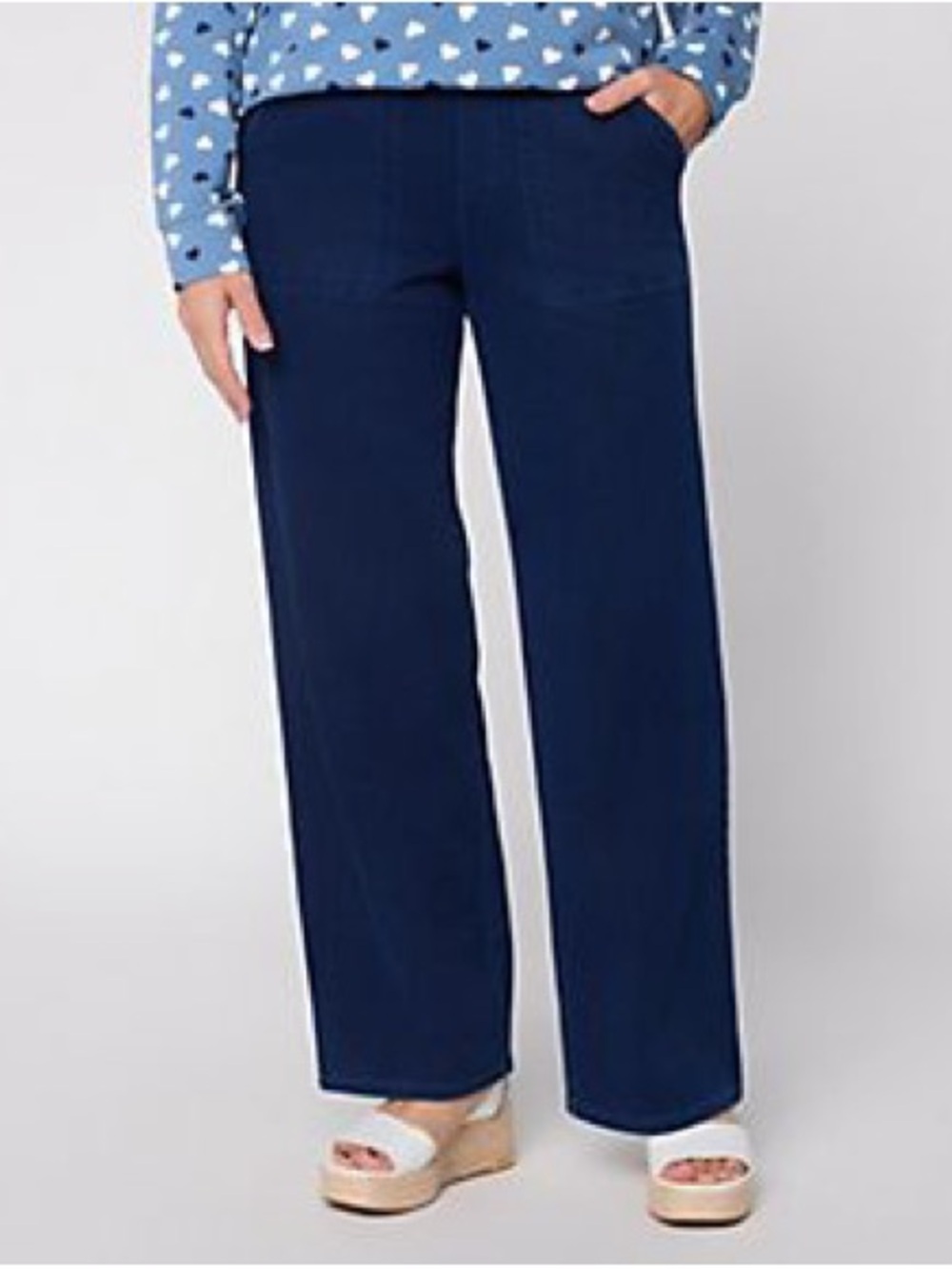 Denim&Co Denim Dark Wash Wide-Leg Pull-On Pants